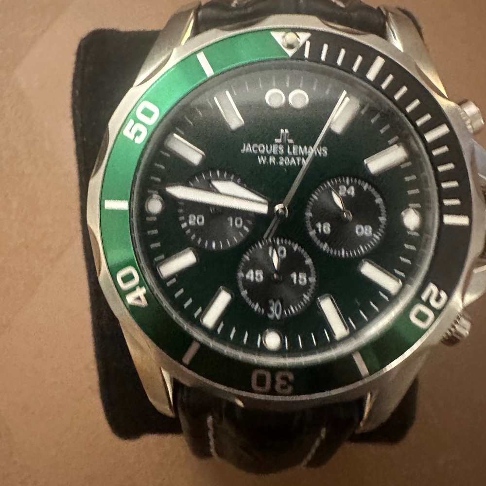 Rare Jacques Lemans Green/Blue/Silver Liverpool Diver Series NWOT 43mm - Picture 2 of 6